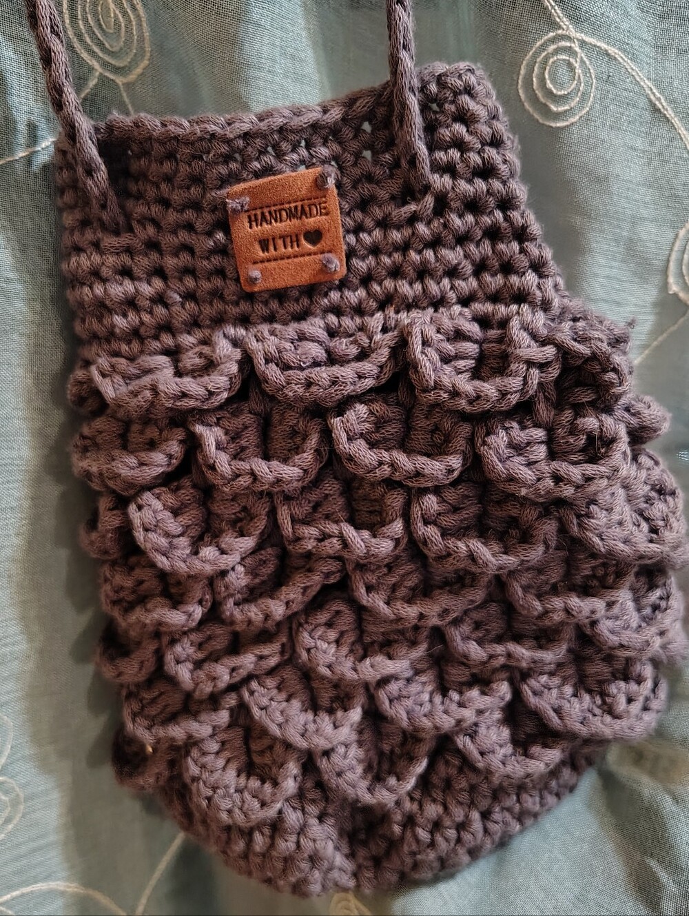 Handmade Crocodile Stitch Crochet Crossbody Bag Boho Shoulder Pouch